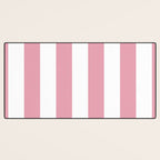 Rich Velvet Pink Rose and White Cabana Stripes Desk Mat Gallery Image 3