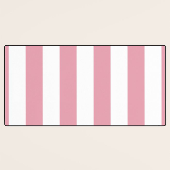 Rich Velvet Pink Rose and White Cabana Stripes Desk Mat Gallery Image 3