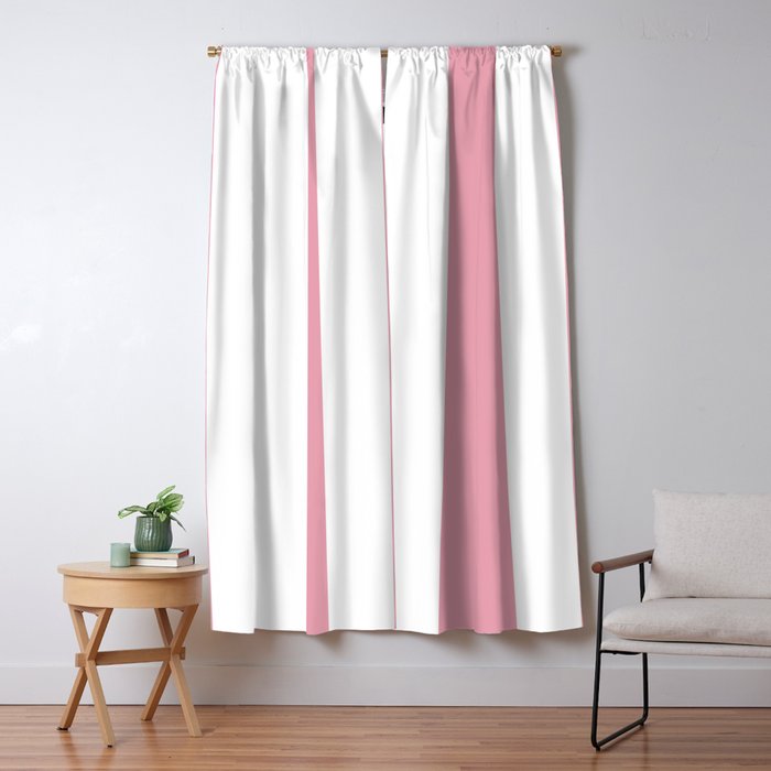 Rich Velvet Pink Rose and White Cabana Stripes Window Curtain Gallery Image 5