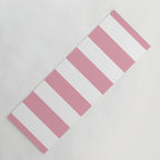 Rich Velvet Pink Rose and White Cabana Stripes Yoga Mat Gallery Image 1