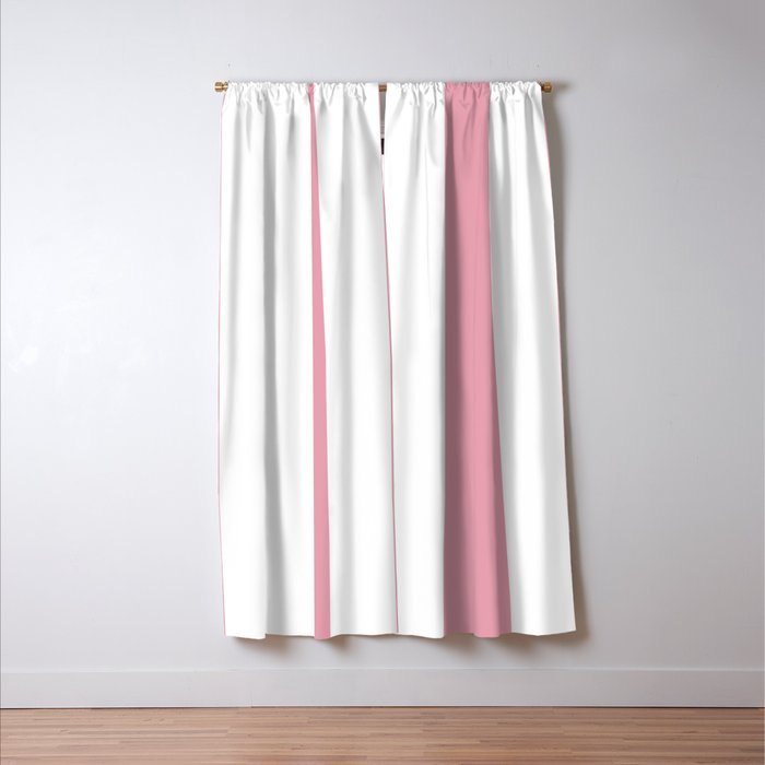 Rich Velvet Pink Rose and White Cabana Stripes Window Curtain Gallery Image 3