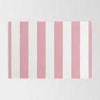 Rich Velvet Pink Rose and White Cabana Stripes Rug Gallery Image 2