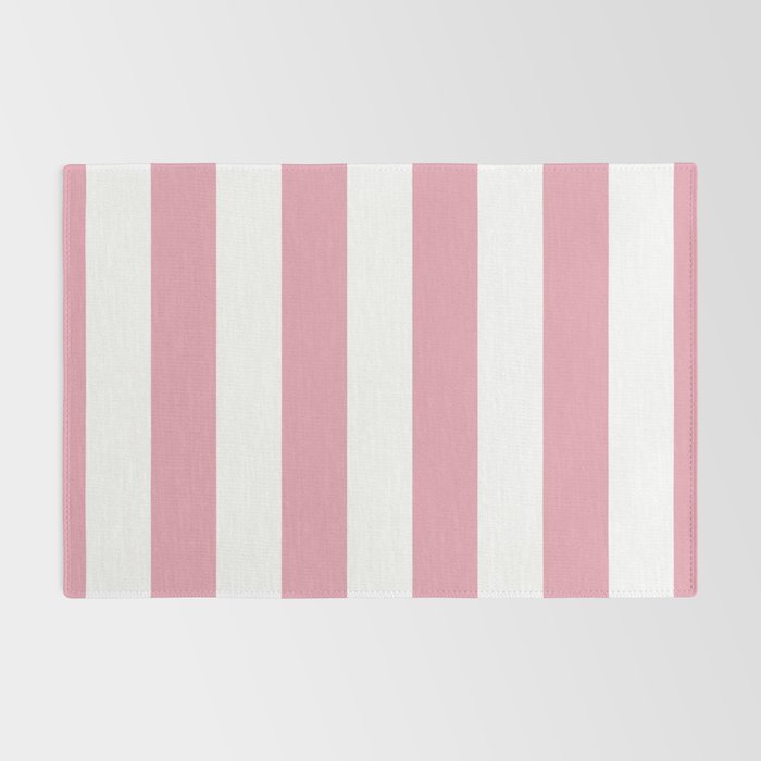 Rich Velvet Pink Rose and White Cabana Stripes Rug Gallery Image 2