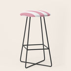 Rich Velvet Pink Rose and White Cabana Stripes Stool Gallery Image 1