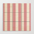 Rich Velvet Pink Rose and White Cabana Stripes Wood Wall Art Gallery Image 1