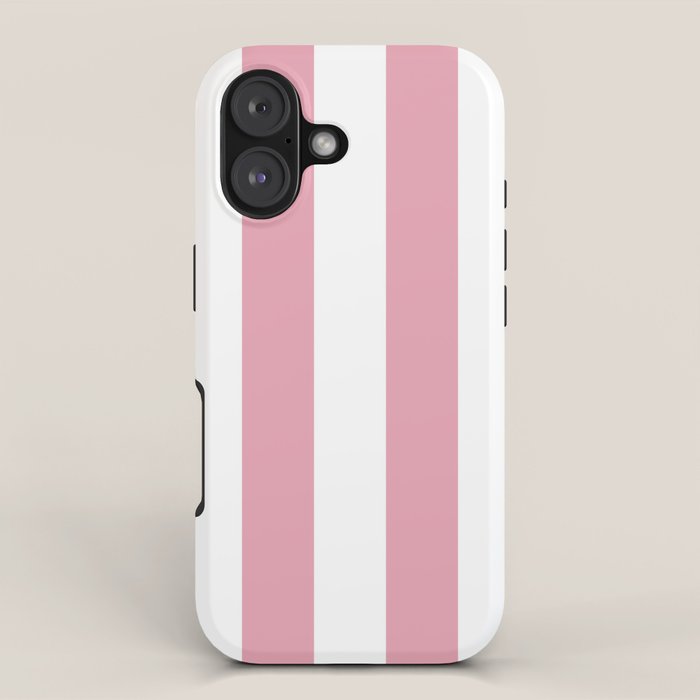 Rich Velvet Pink Rose and White Cabana Stripes iPhone Case Gallery Image 1