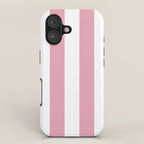 Rich Velvet Pink Rose and White Cabana Stripes iPhone Case Gallery Image 1