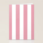 Rich Velvet Pink Rose and White Cabana Stripes Stationery Card Gallery Image 2