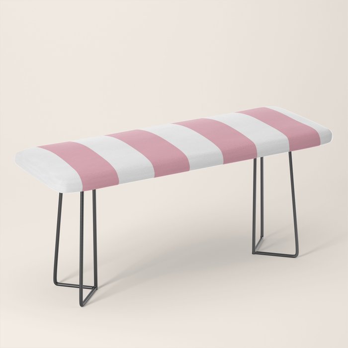 Rich Velvet Pink Rose and White Cabana Stripes Bench Gallery Image 1