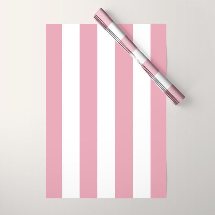 Rich Velvet Pink Rose and White Cabana Stripes Wrapping Paper Gallery Image 1