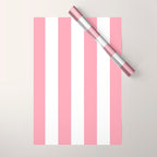 Rich Velvet Pink Rose and White Cabana Stripes Wrapping Paper Gallery Image 1