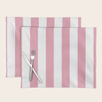 Rich Velvet Pink Rose and White Cabana Stripes Placemat Gallery Image 1