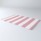 Rich Velvet Pink Rose and White Cabana Stripes Rug Gallery Image 3