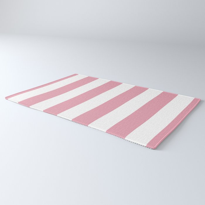 Rich Velvet Pink Rose and White Cabana Stripes Rug Gallery Image 3