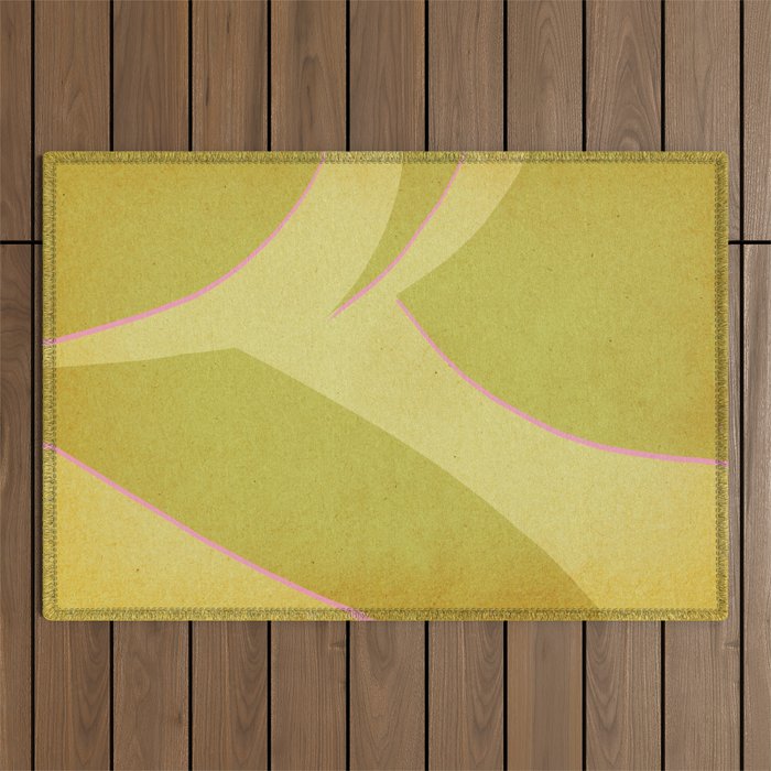 Abstract green and pink shapes Outdoor Rug Gallery Image 1