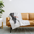 Black cat with flute Throw Blanket Gallery Image 1