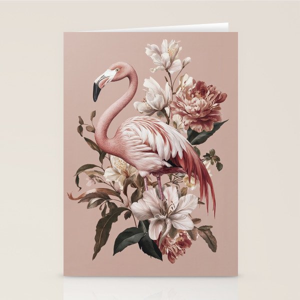 Floral Flamingo Romantic Serenade Stationery Card Gallery Image 1