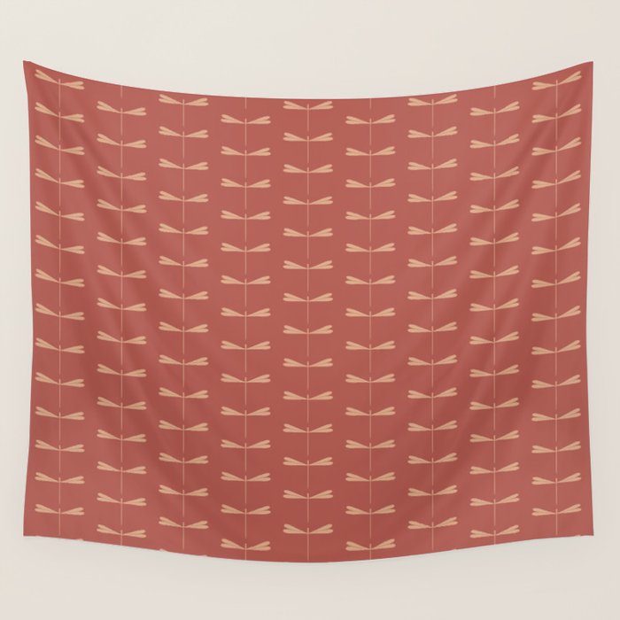 Dragonfly Pattern XVI Rose Pink Wall Tapestry Gallery Image 1