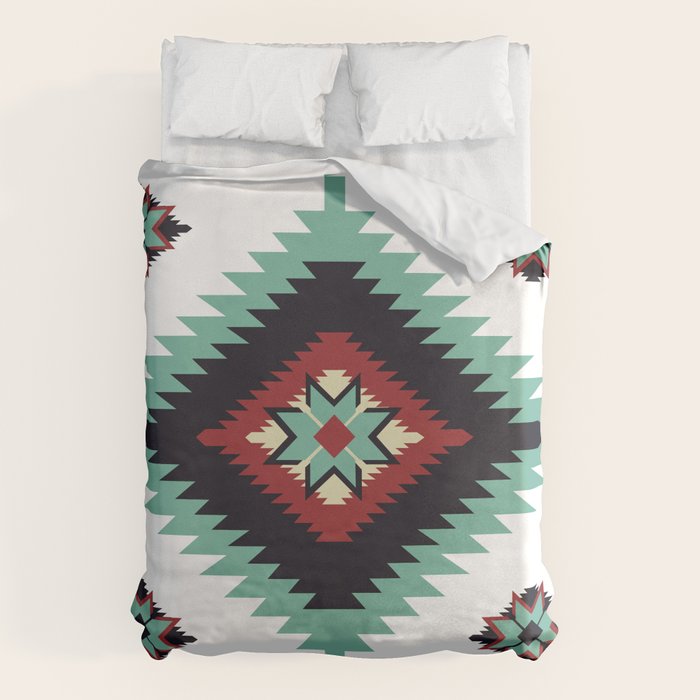 Southwest Santa Fe Geometric Tribal Indian Pattern Duvet Cover Gallery Image 1