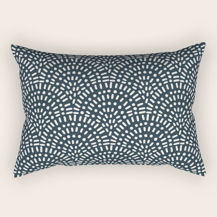 Boho Deco Fan . Navy Rectangular Pillow Gallery Image 2