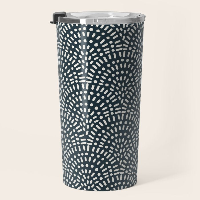 Boho Deco Fan . Navy Travel Mug Gallery Image 3