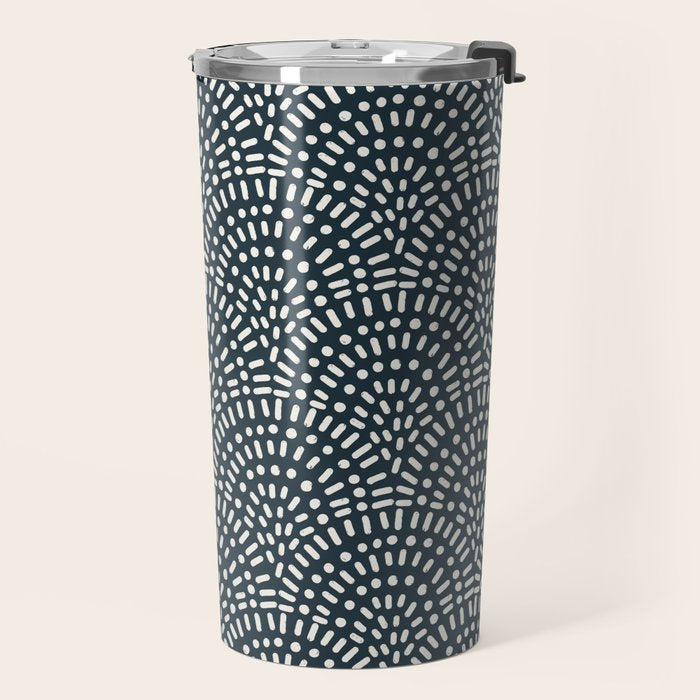 Boho Deco Fan . Navy Travel Mug Gallery Image 2