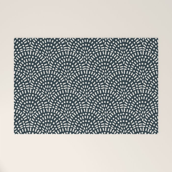 Boho Deco Fan . Navy Welcome Mat Gallery Image 1
