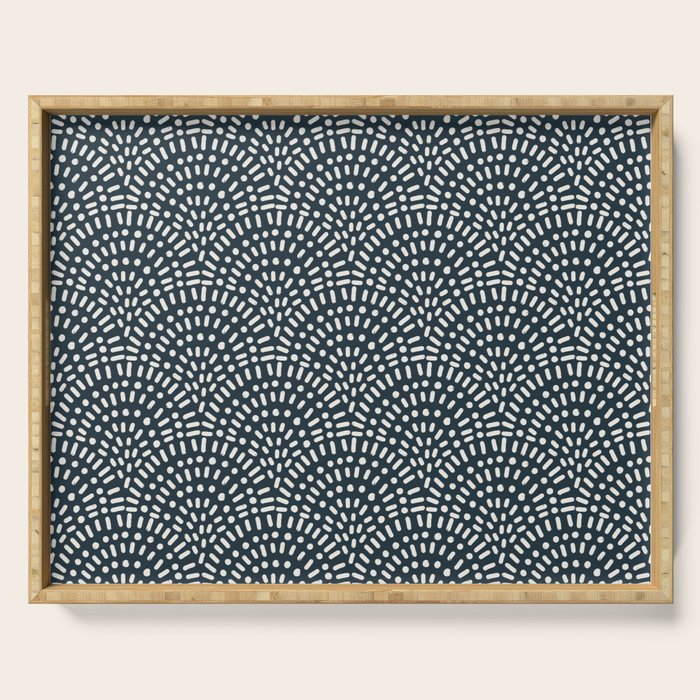Boho Deco Fan . Navy Serving Tray Gallery Image 1