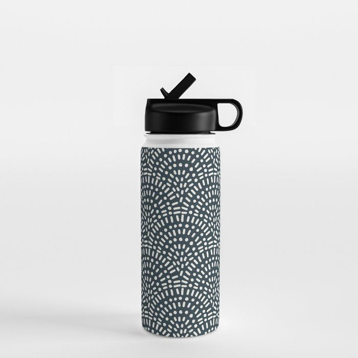 Boho Deco Fan . Navy Water Bottle Gallery Image 1