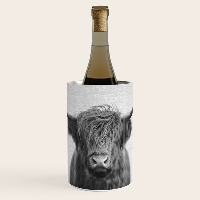 Highland Cow - Black & White Wine Chiller Gallery Image 1