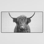 Highland Cow - Black & White Desk Mat Gallery Image 3