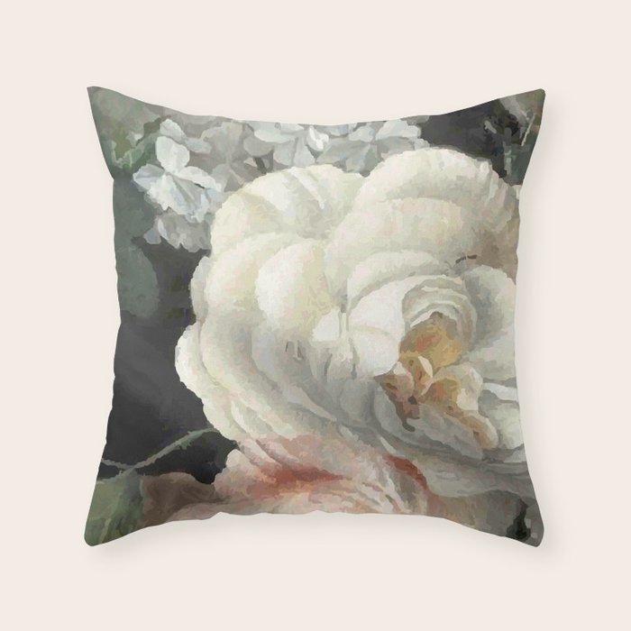 Dutch Floral Tapestry Still Life Print Throw Pillow Gallery Image 6