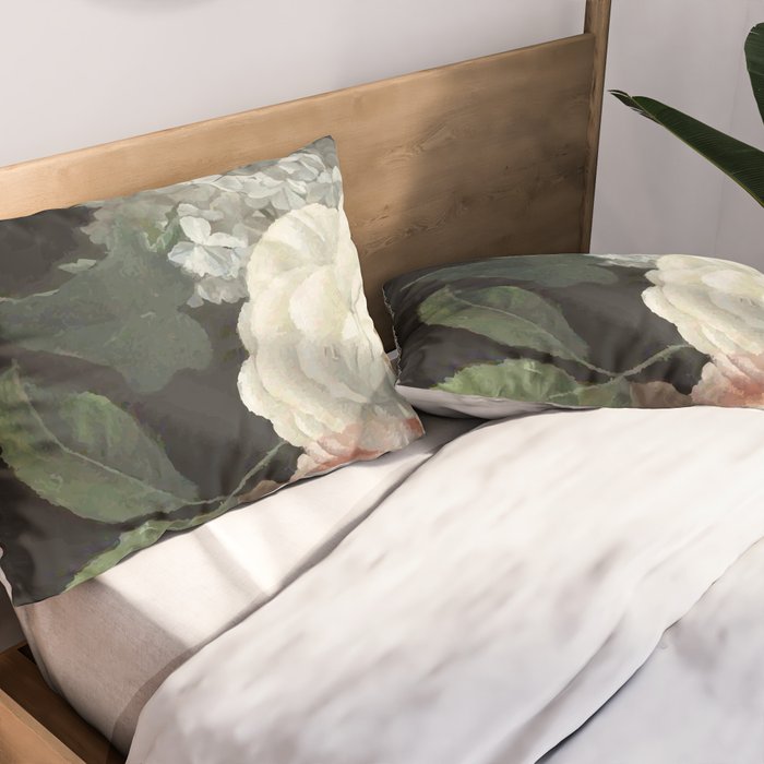 Dutch Floral Tapestry Still Life Print Pillow Sham Gallery Image 2