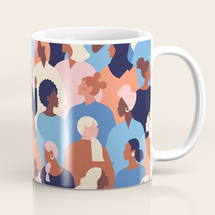 Female diverse faces of different ethnicity blue Coffee Mug Gallery Image 1
