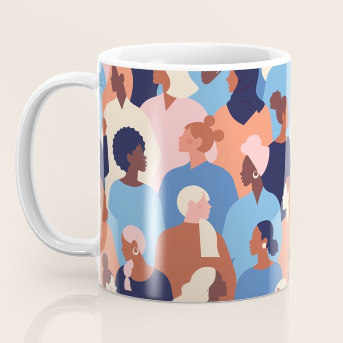 Female diverse faces of different ethnicity blue Coffee Mug Gallery Image 3