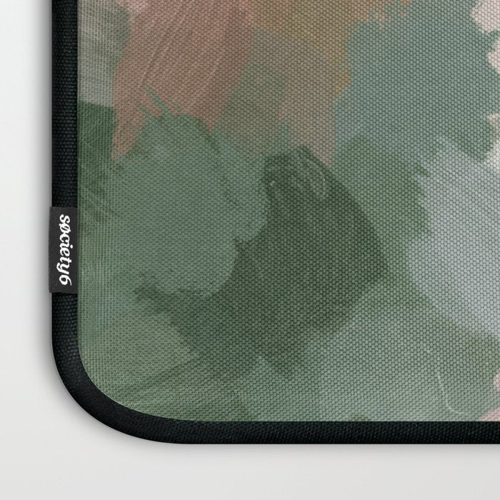 Rosy Radiance - Light Pink Rose Flower Forest Sage Green Leaf Garden Abstract Nature Painting Art Laptop Sleeve Gallery Image 3