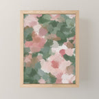 Rosy Radiance - Light Pink Rose Flower Forest Sage Green Leaf Garden Abstract Nature Painting Art Mini Art Print Gallery Image 1