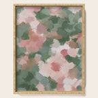 Rosy Radiance - Light Pink Rose Flower Forest Sage Green Leaf Garden Abstract Nature Painting Art Serving Tray Gallery Image 1