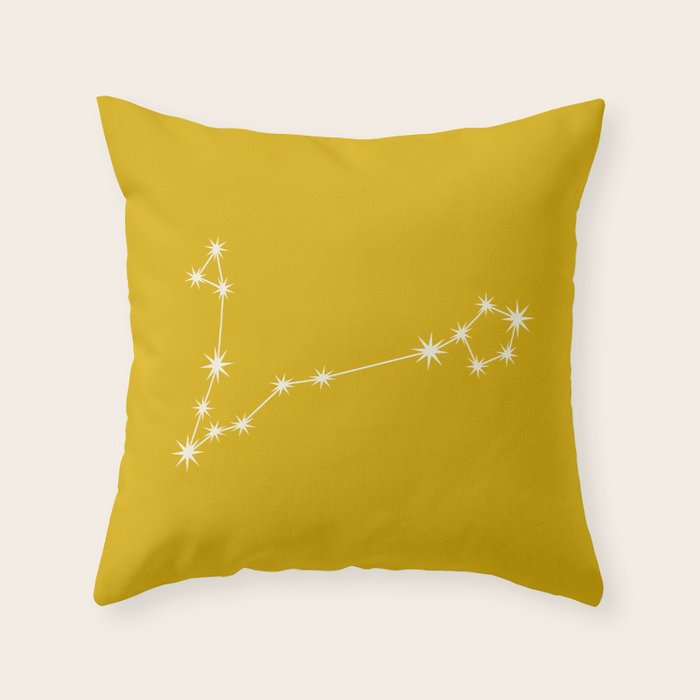 Pisces Zodiac Star Constellation Line Art Golden Yellow Throw Pillow Gallery Image 1