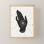 Mystic Hand with Eye - Black and Gold Ink Mini Art Print Gallery Image 1