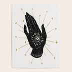 Mystic Hand with Eye - Black and Gold Ink Poster Gallery Image 4