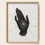 Mystic Hand with Eye - Black and Gold Ink Serving Tray Gallery Image 1