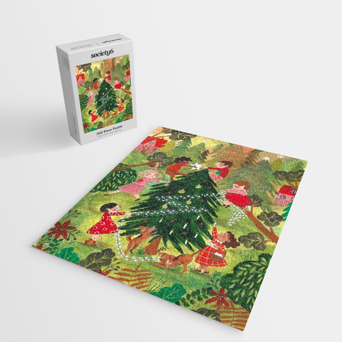 Decorating Christmas tree and children  Jigsaw Puzzle Gallery Image 2