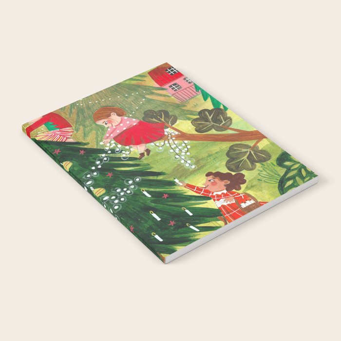 Decorating Christmas tree and children  Notebook Gallery Image 2
