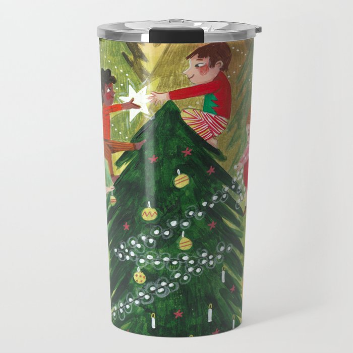 Decorating Christmas tree and children  Travel Mug Gallery Image 1