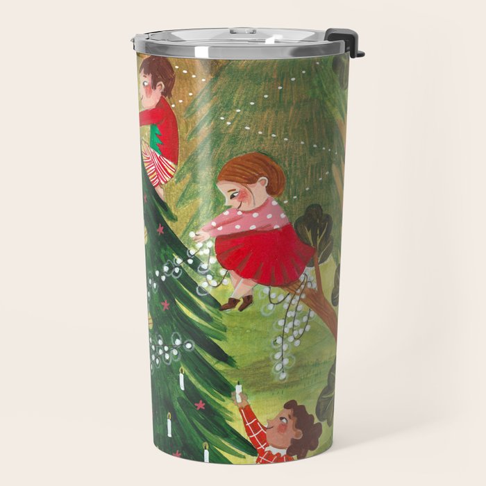 Decorating Christmas tree and children  Travel Mug Gallery Image 2
