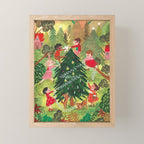 Decorating Christmas tree and children  Mini Art Print Gallery Image 1
