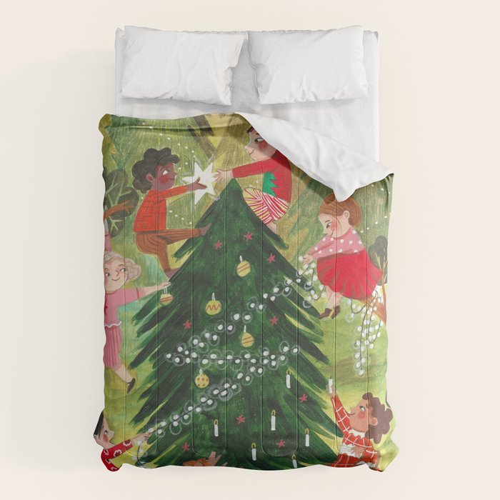 Decorating Christmas tree and children  Comforter Gallery Image 6