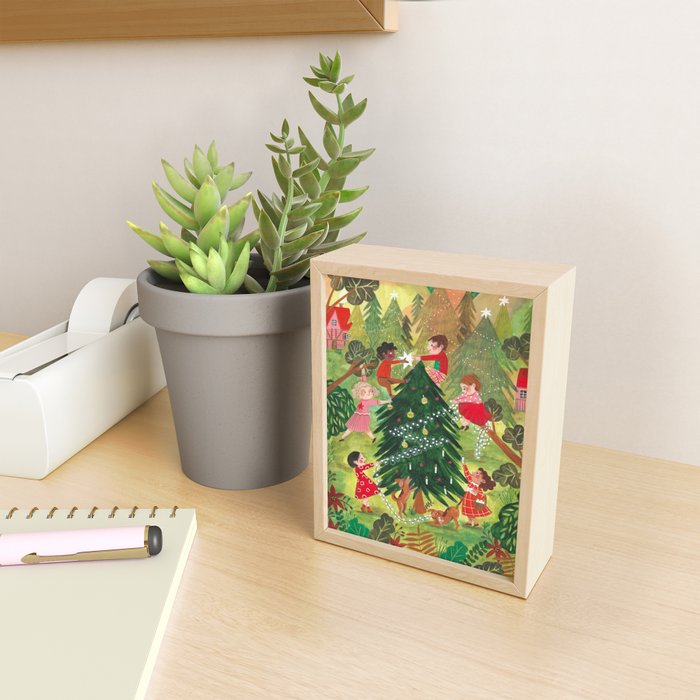 Decorating Christmas tree and children  Mini Art Print Gallery Image 2