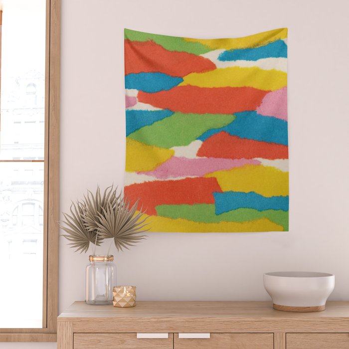 Colorful Paper Collage #2 Wall Tapestry Gallery Image 2